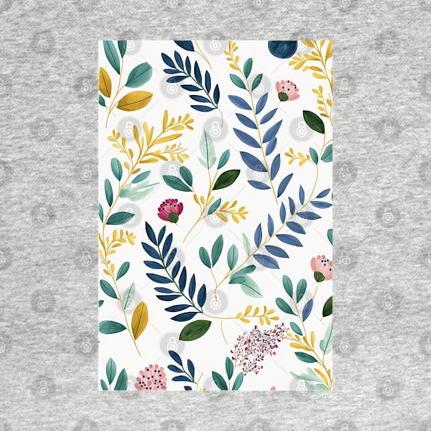 Floral Garden Botanical Print with Spring Flowers and Leaves by FloralFancy